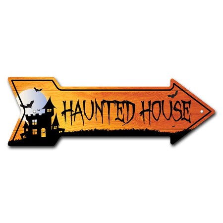 Signmission Haunted House Arrow Sign Funny Home Decor 36in Wide P-ARROW12-999828